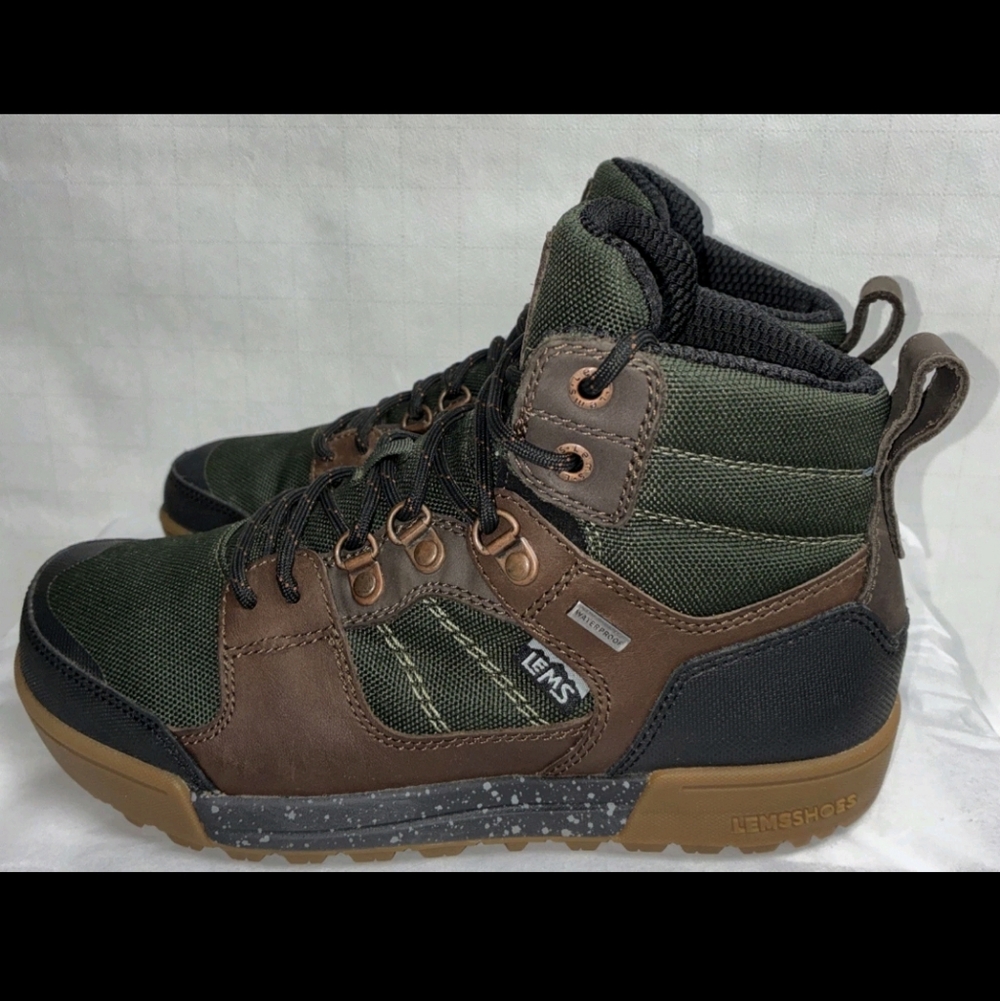 Lems Outlander Green and Brown Hiking Boots Mens 7 Women's 8.5